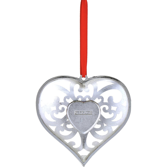 Lenox Heart Ornament Christmas Valentine Ornament #856360 red silver ornament - Picture 3 of 6